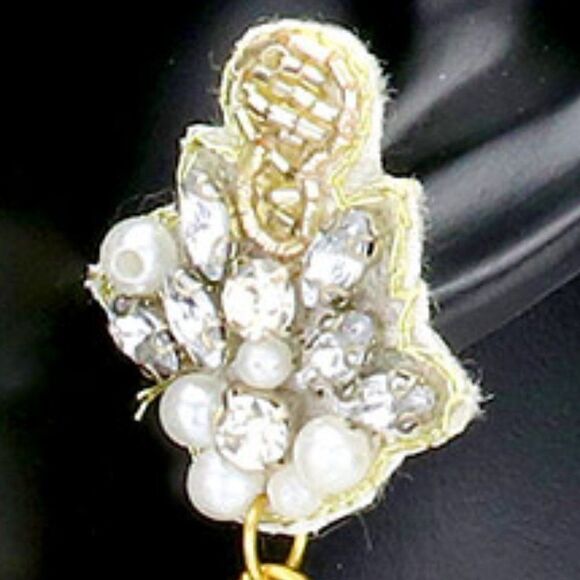 Champagne Bottle Silver & Gold Seed Bead Earrings - Picture 2 of 6